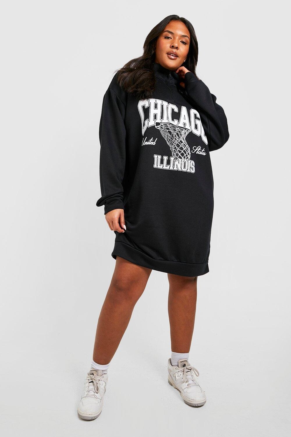 

Спортивное платье plus chicago на половине молнии Boohoo, черный