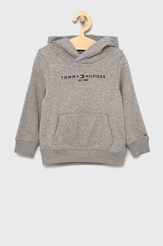 Детская хлопковая толстовка Tommy Hilfiger, серый укороченная толстовка с капюшоном tommy hilfiger белый