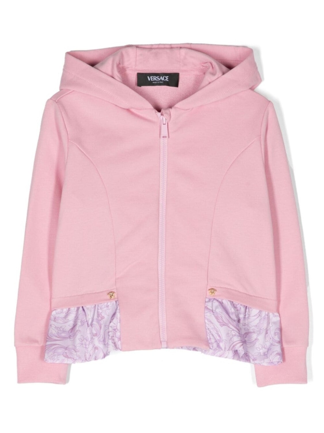 

Versace Kids худи на молнии с контрастной отделкой, розовый