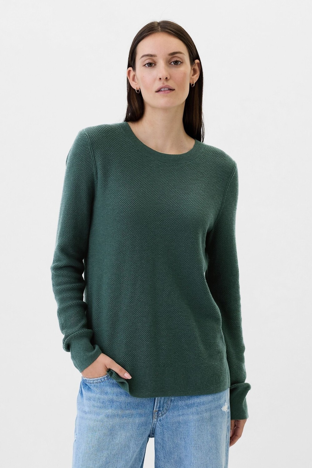 

Фактурный джемпер Bella с круглым вырезом Gap, зеленый