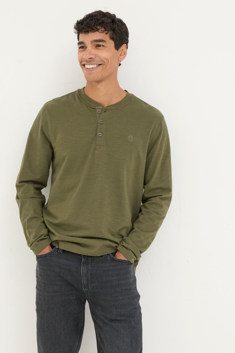 

Футболка Fatface Organic Woodside Slub Henley Fat Face, зеленый
