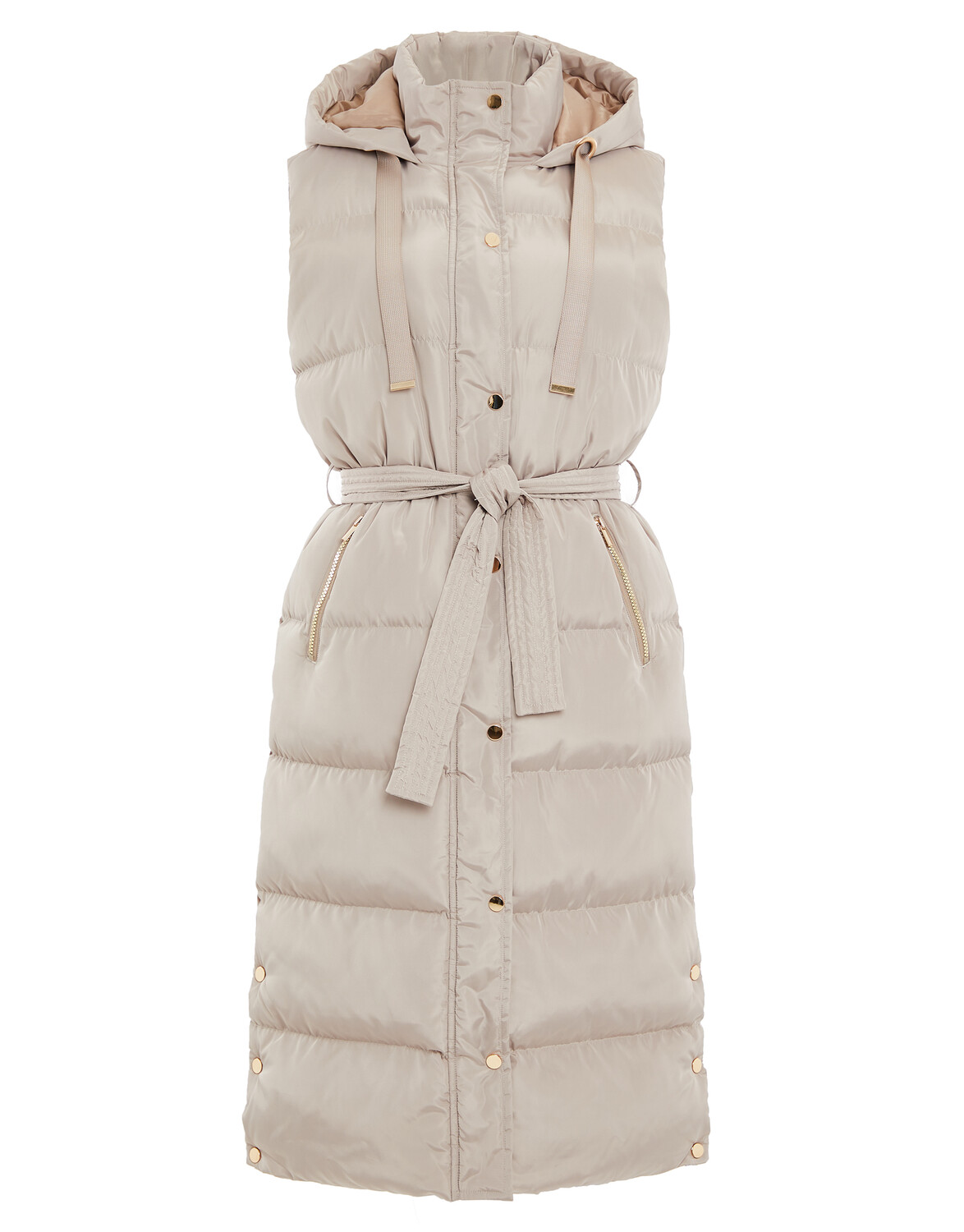 

Утепленный жилет Threadbare Long THB Robbie Premium Hoodie Gilet, бежевый