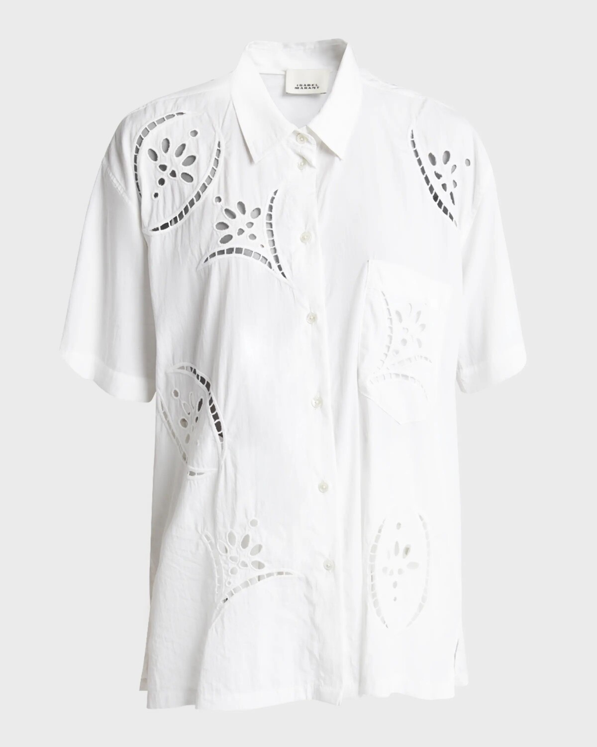 

Рубашка с короткими рукавами и воротником Bilya Broderie Anglaise Isabel Marant, белый