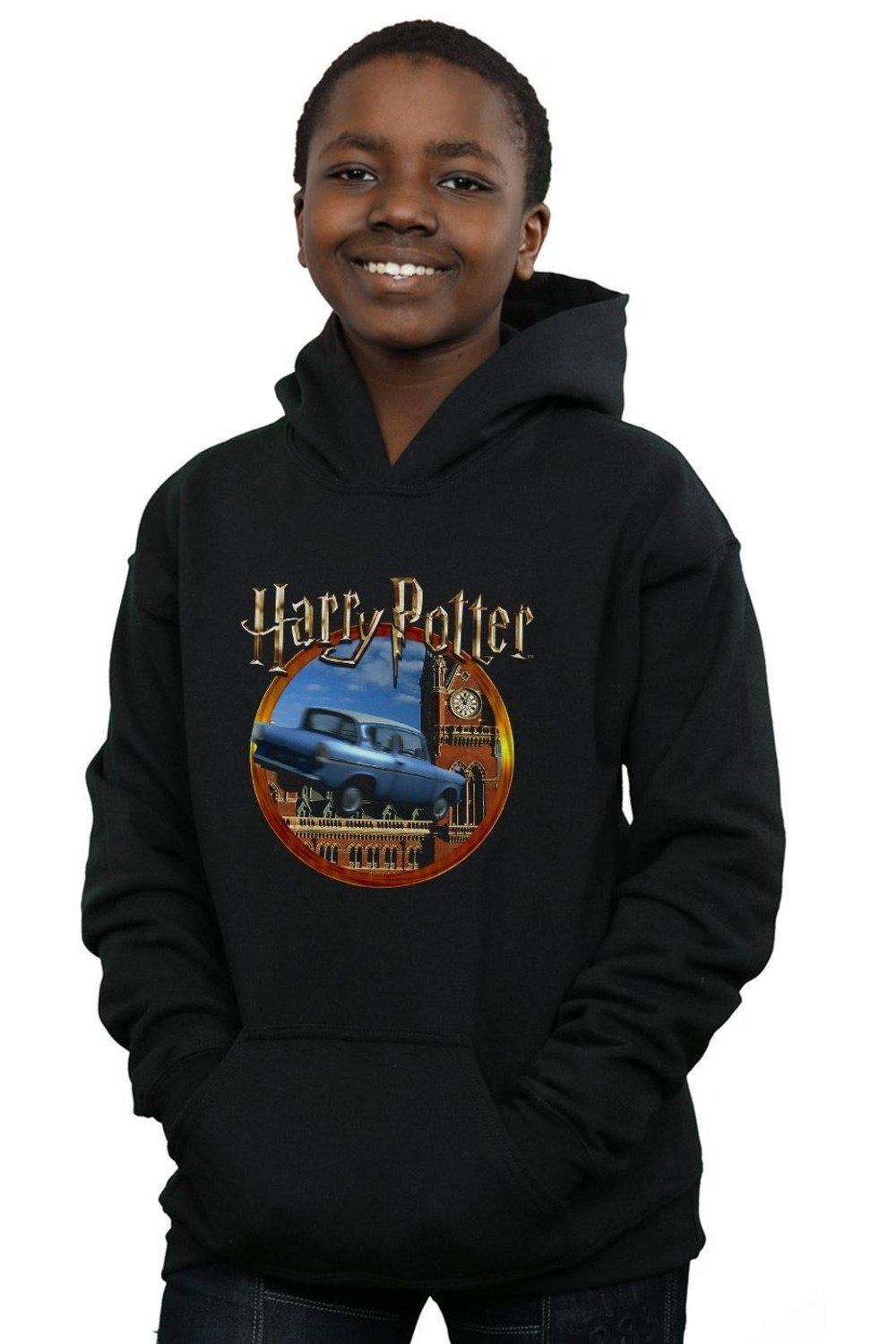 набор harry potter кружка гербы 3d puzzle летающая машина 500 элементов Толстовка с капюшоном «Летающая машина» Harry Potter, черный