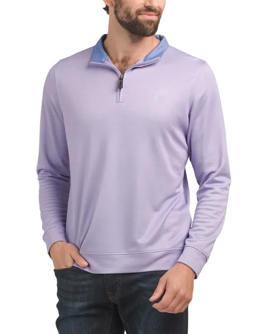

Однотонный пуловер с молнией на четверть из модала Tailorbyrd, цвет Orchid