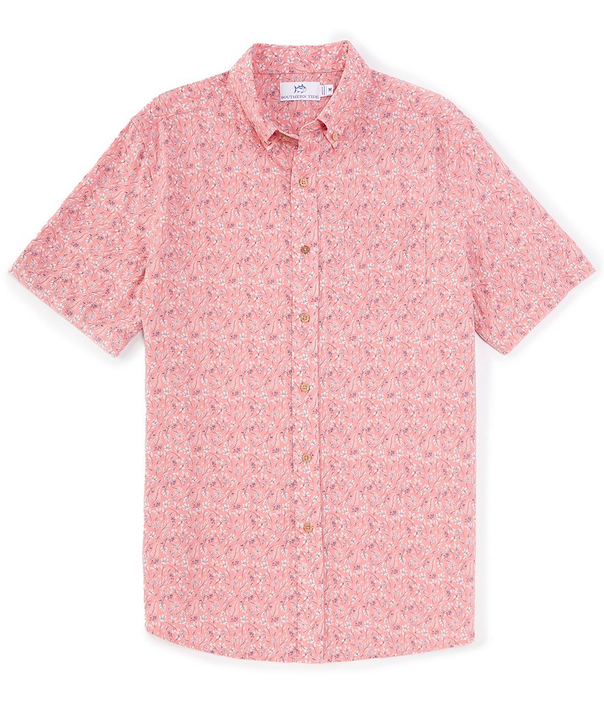 Рубашка из льняной ткани с короткими рукавами и цветочным принтом Southern Tide Southern Tide, розовый