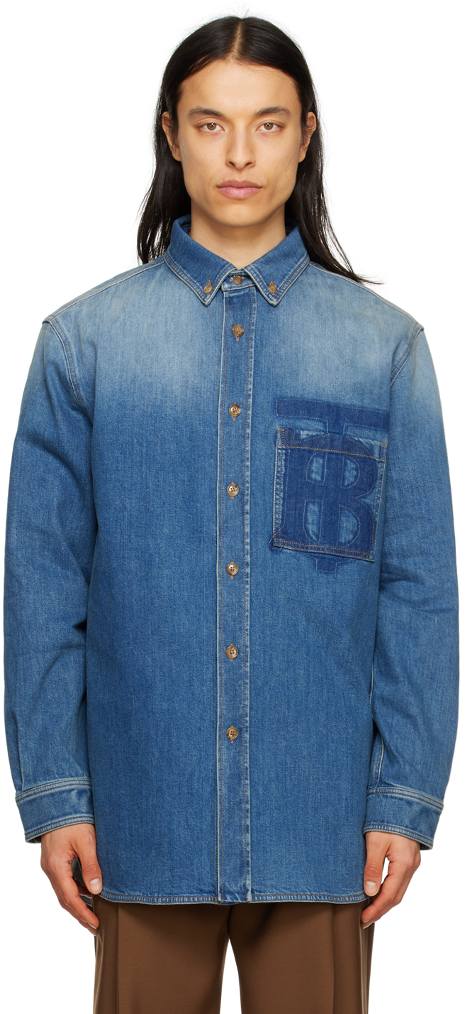 Синяя джинсовая рубашка с мотивом Burberry