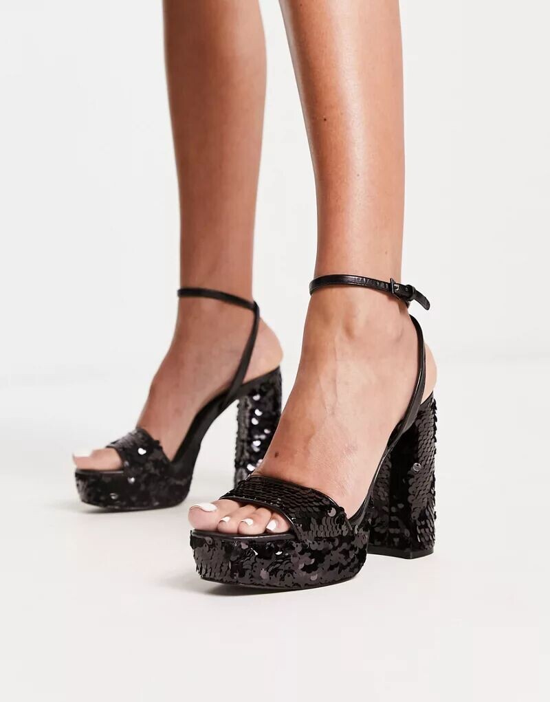 

Черные босоножки на платформе с пайетками Steve Madden Lessa-S