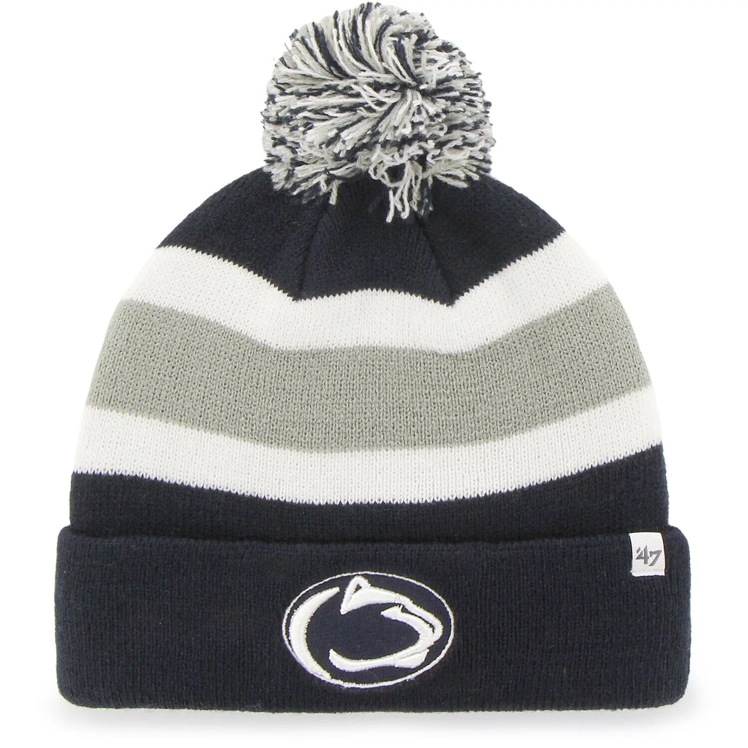 

Мужская темно-синяя вязаная шапка с манжетами и помпоном Nittany Lions '47 Penn State Nittany Lions