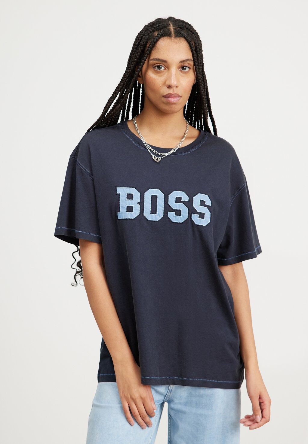

Футболка с принтом RELAXED PRINT BOSS, темно-синий