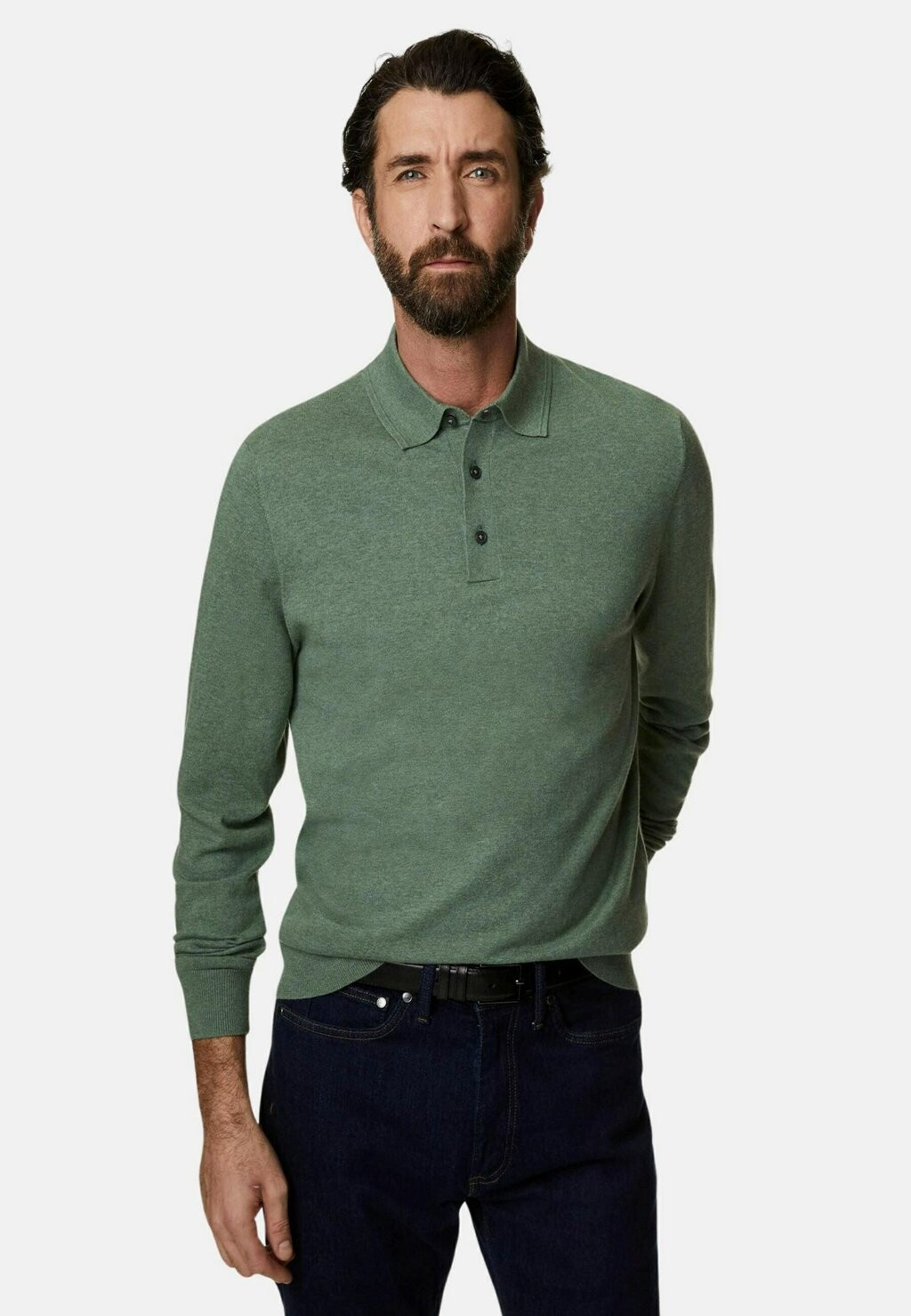 

Поло Трикотажная рубашка Cotton Rich Tipped Marks & Spencer, цвет antique green