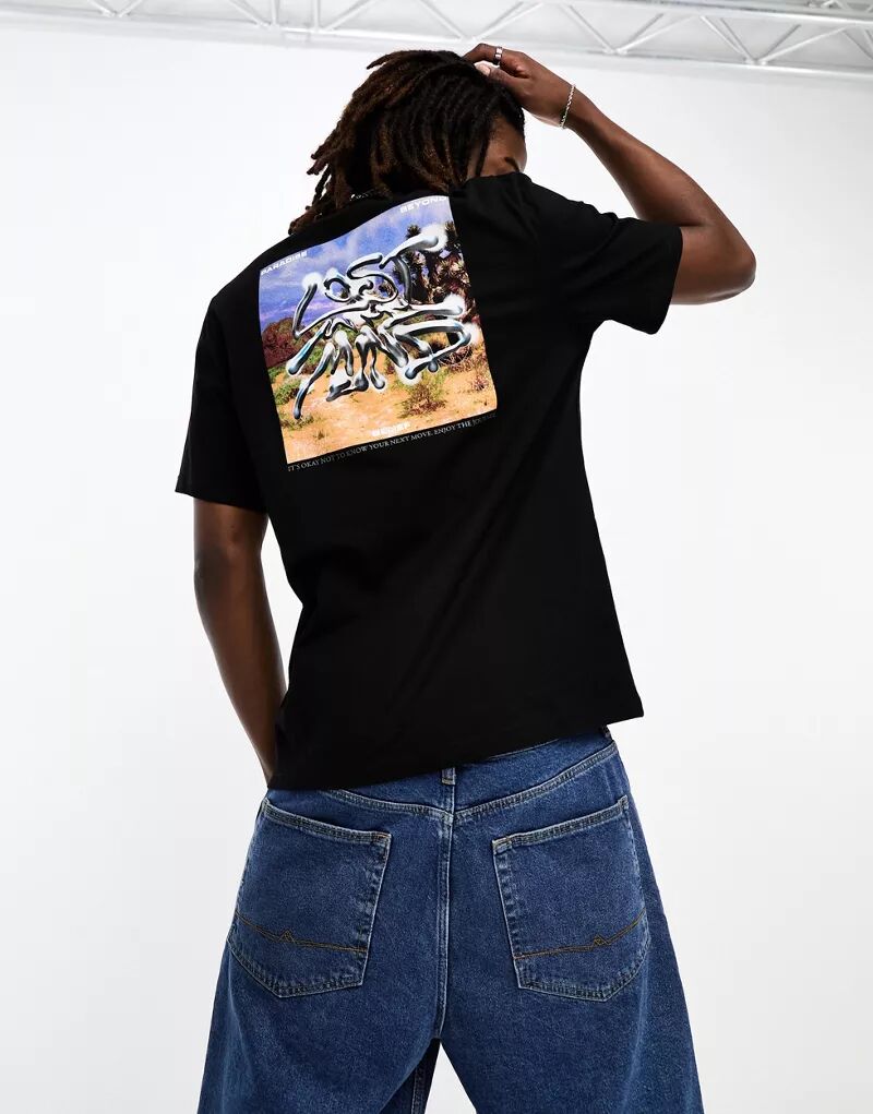 Черная футболка для пикника Coney Island с принтом «Lost Mind» на груди и спине, однотонная Coney Island Picnic