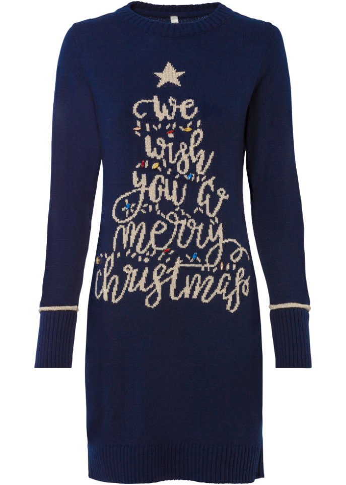 платье размер 36 синий Вязаное платье с рождественским мотивом Bodyflirt Boutique, синий