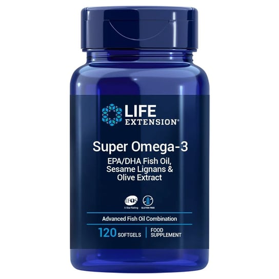 Life Extension, Супер Омега-3 ЭПК/ДГК с лигнанами кунжута и экстрактом оливы ЕС (120 капсул)