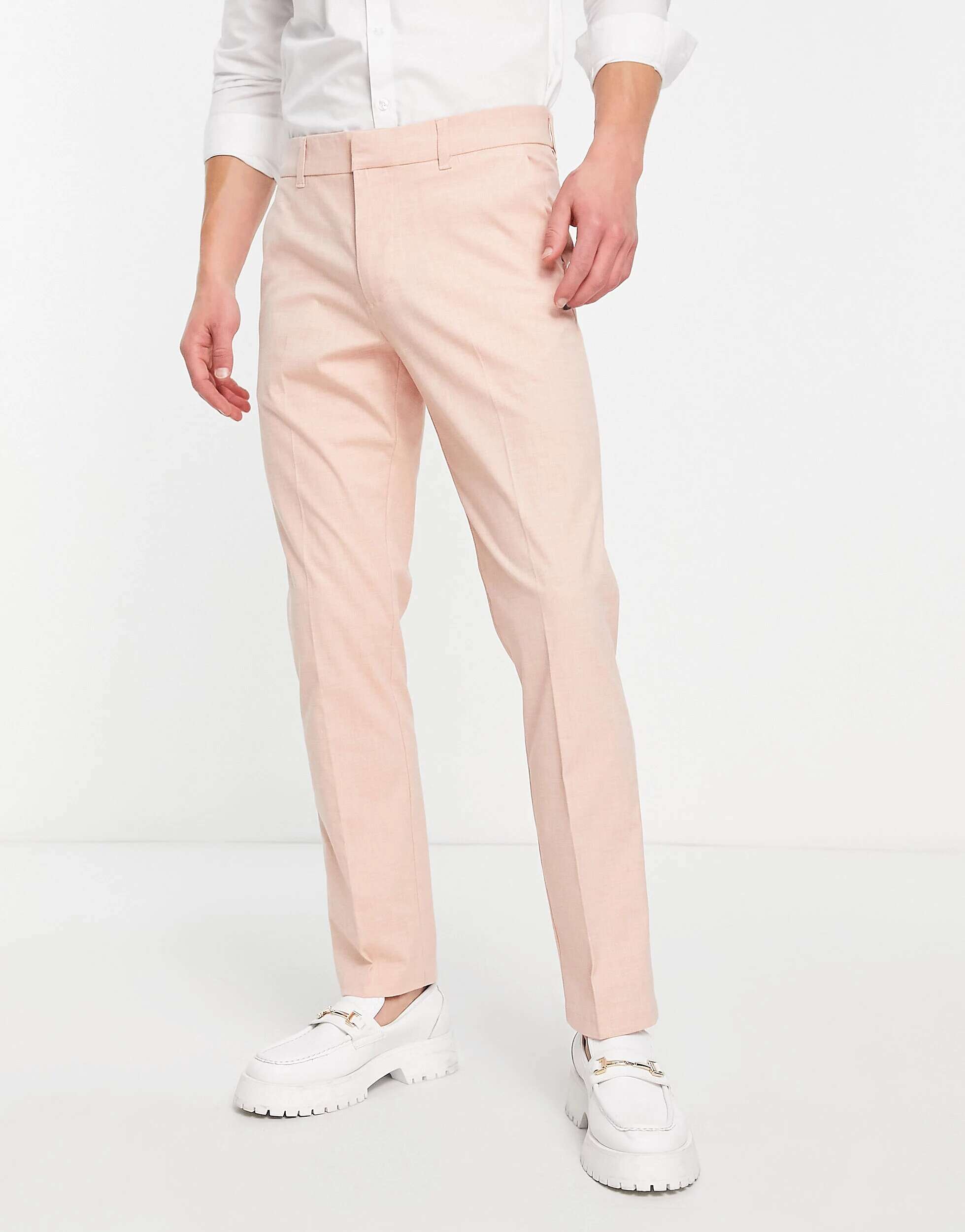 Розовые узкие костюмные брюки New Look бирюзовые костюмные брюки скинни new look