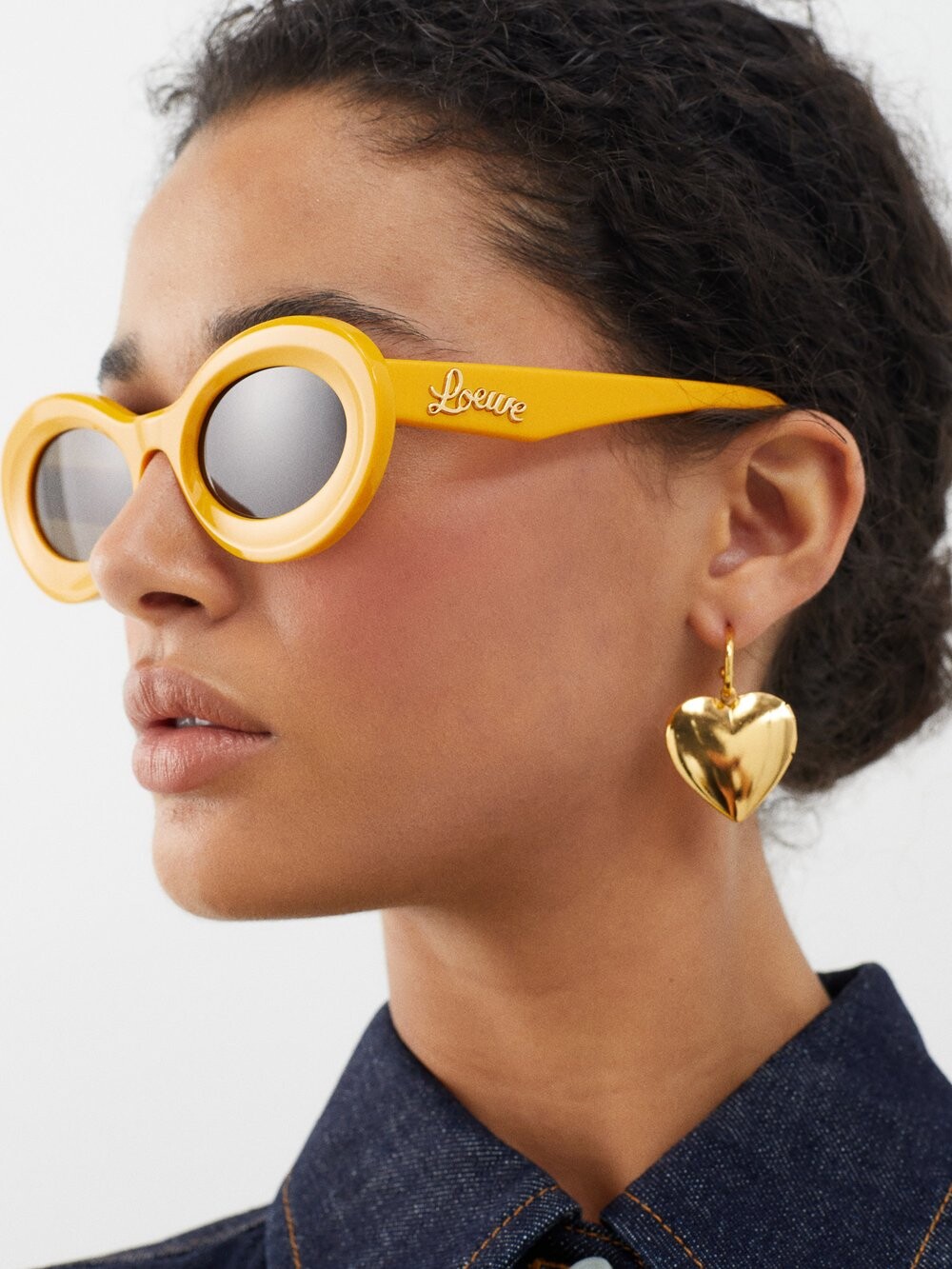 

Массивные круглые солнцезащитные очки из ацетата LOEWE, желтый
