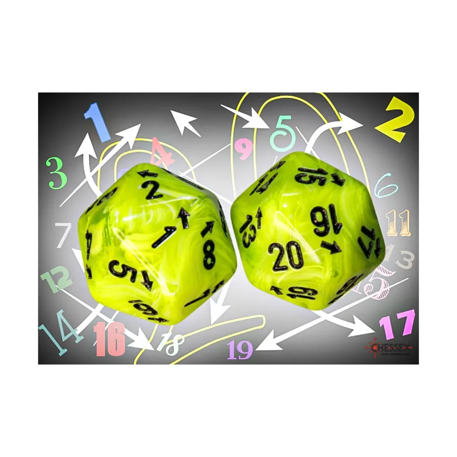 

d20 25 мм Vortex ярко-зеленый/черный, Dice - Count Up & Down