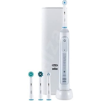 

Электрическая зубная щетка Oral-B Genius X с 6 режимами чистки, приложением AI и Bluetooth, дорожным чехлом с зарядным устройством, дизайн Braun, белый/серый