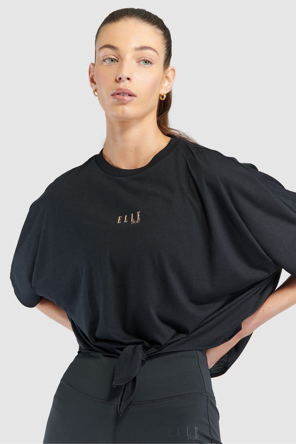 

Черная футболка с завязками Elle, черный