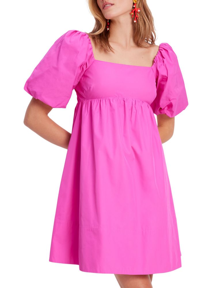 Мини-платье из тафты с пышными рукавами Kate Spade New York, цвет Tropical Pink