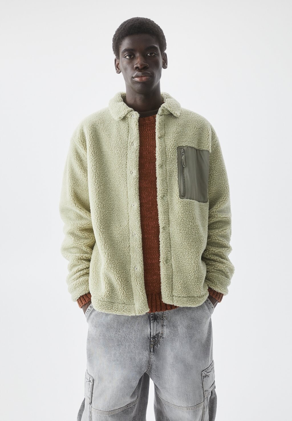 

Флисовая куртка PULL&BEAR, светло-зеленый