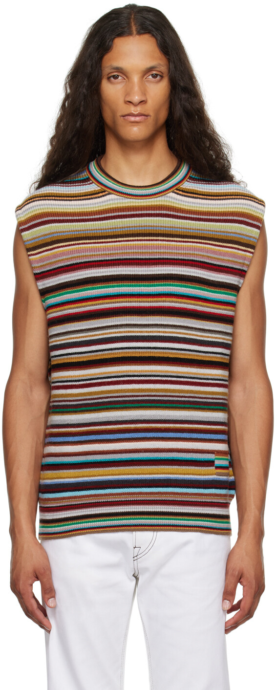 

Разноцветный жилет в полоску Paul Smith с фирменной надписью
