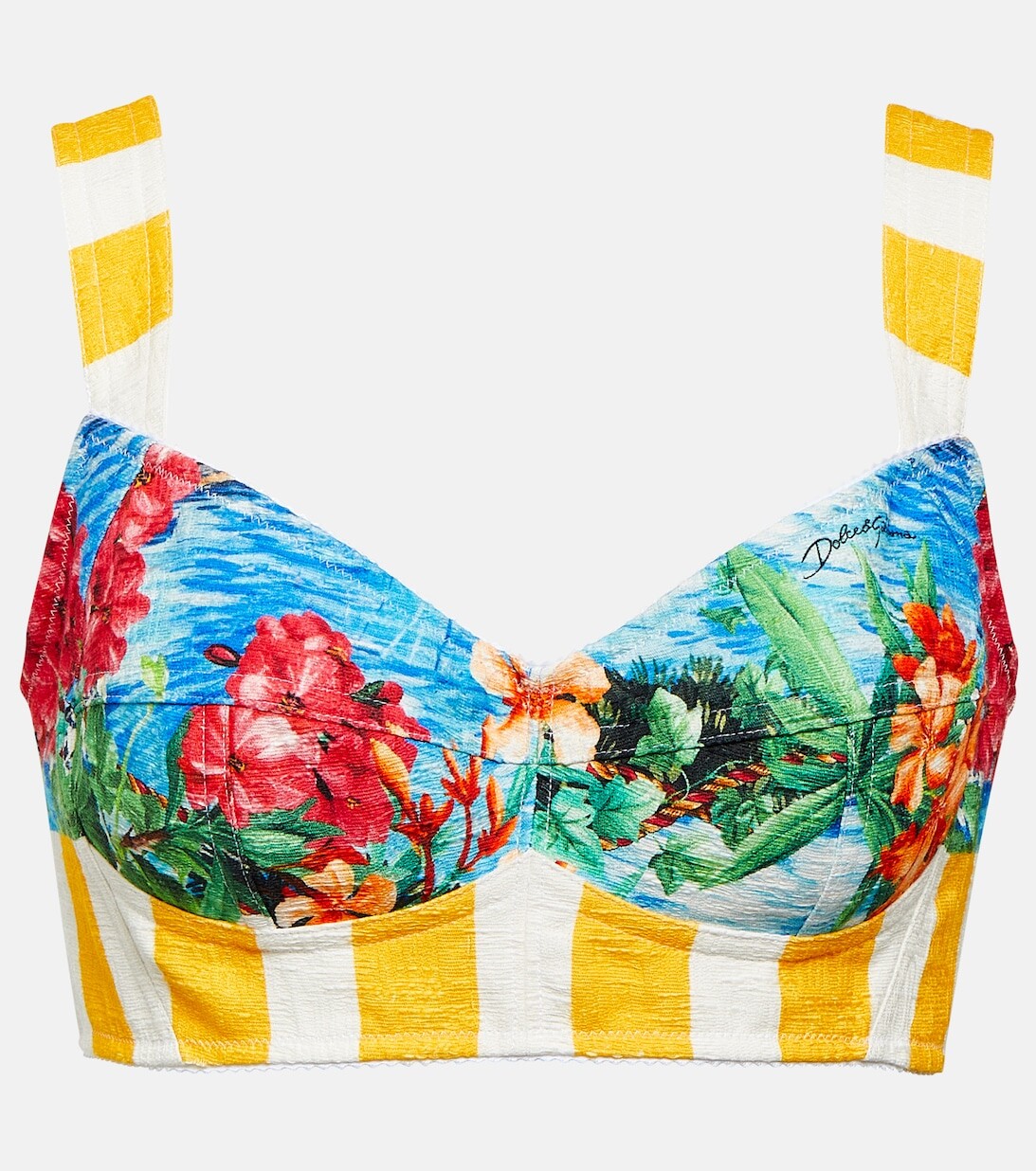 

Бюстгальтер с принтом Portofino из смесового хлопка DOLCE&GABBANA, разноцветный