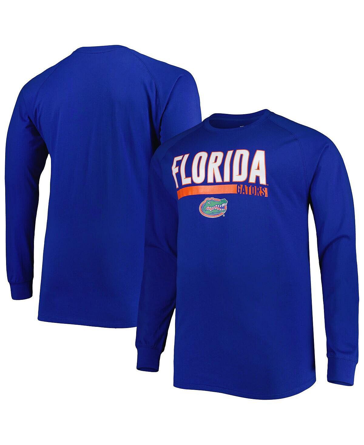 

Мужская футболка Royal Florida Gators Big and Tall Two-Hit реглан с длинным рукавом Profile