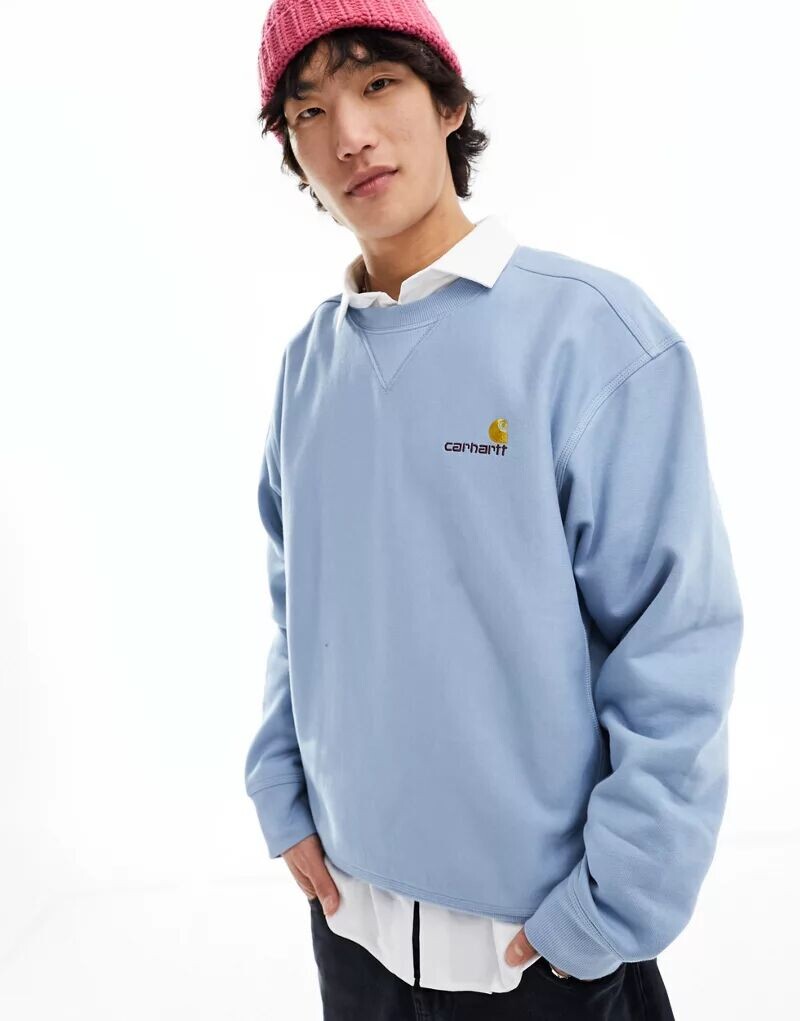 

Синий свитшот с надписью Carhartt WIP American