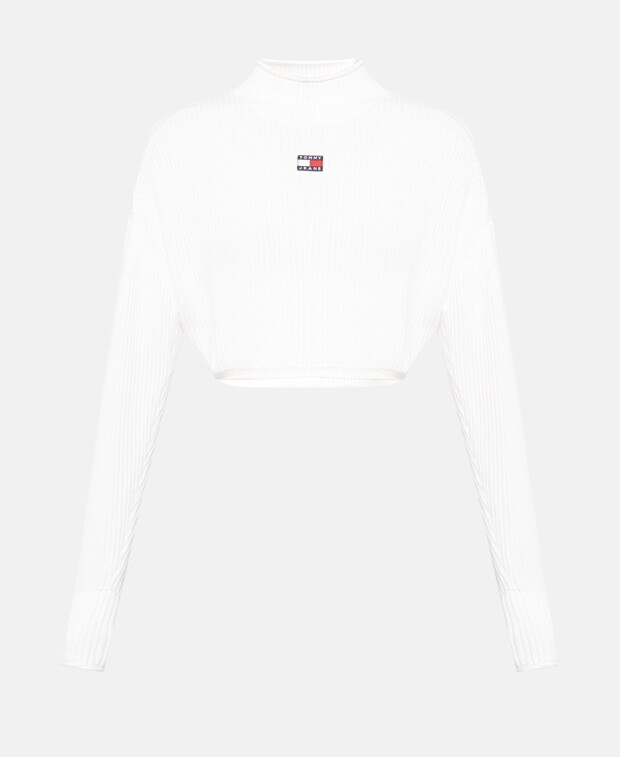 

Вязаный укороченный топ Tommy Jeans, цвет Wool White