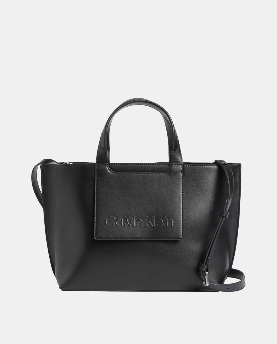 

Черный шопер на молнии и двойной ручке Calvin Klein, черный