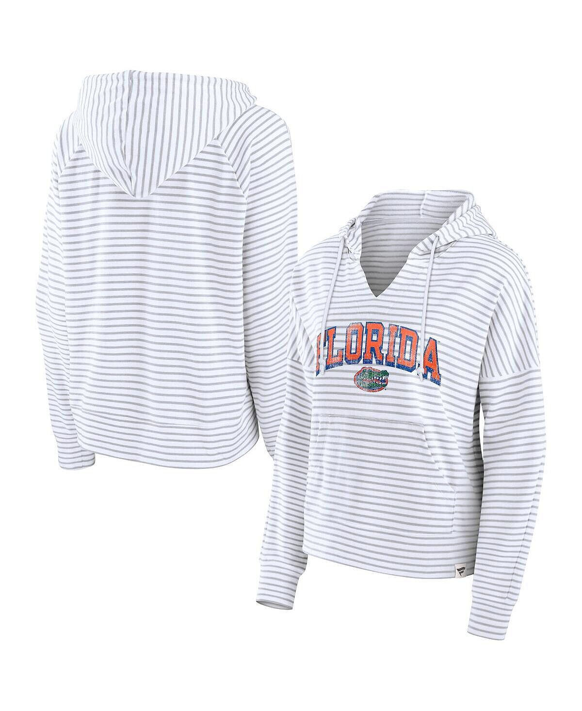 

Женский пуловер с капюшоном в полоску белого цвета с надписью Florida Gators Fanatics, белый