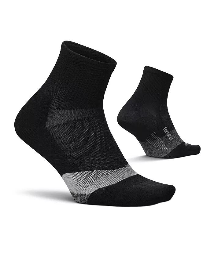

Мужские Elite Light Cushion Quarter Solid — спортивные носки с целевой компрессией — новый черный Feetures, черный