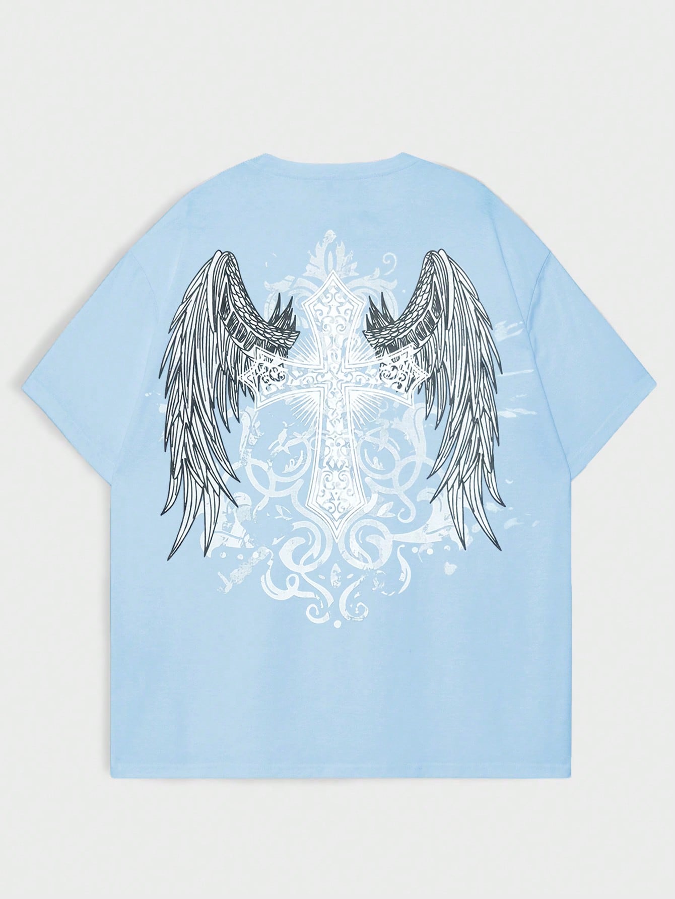 ROMWE Goth Мужская футболка с принтом снежинки и крестом для повседневной жизни, голубые