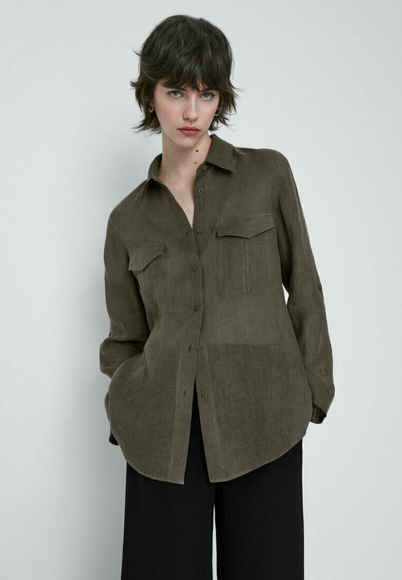 

Блуза на пуговицах Massimo Dutti, зеленый