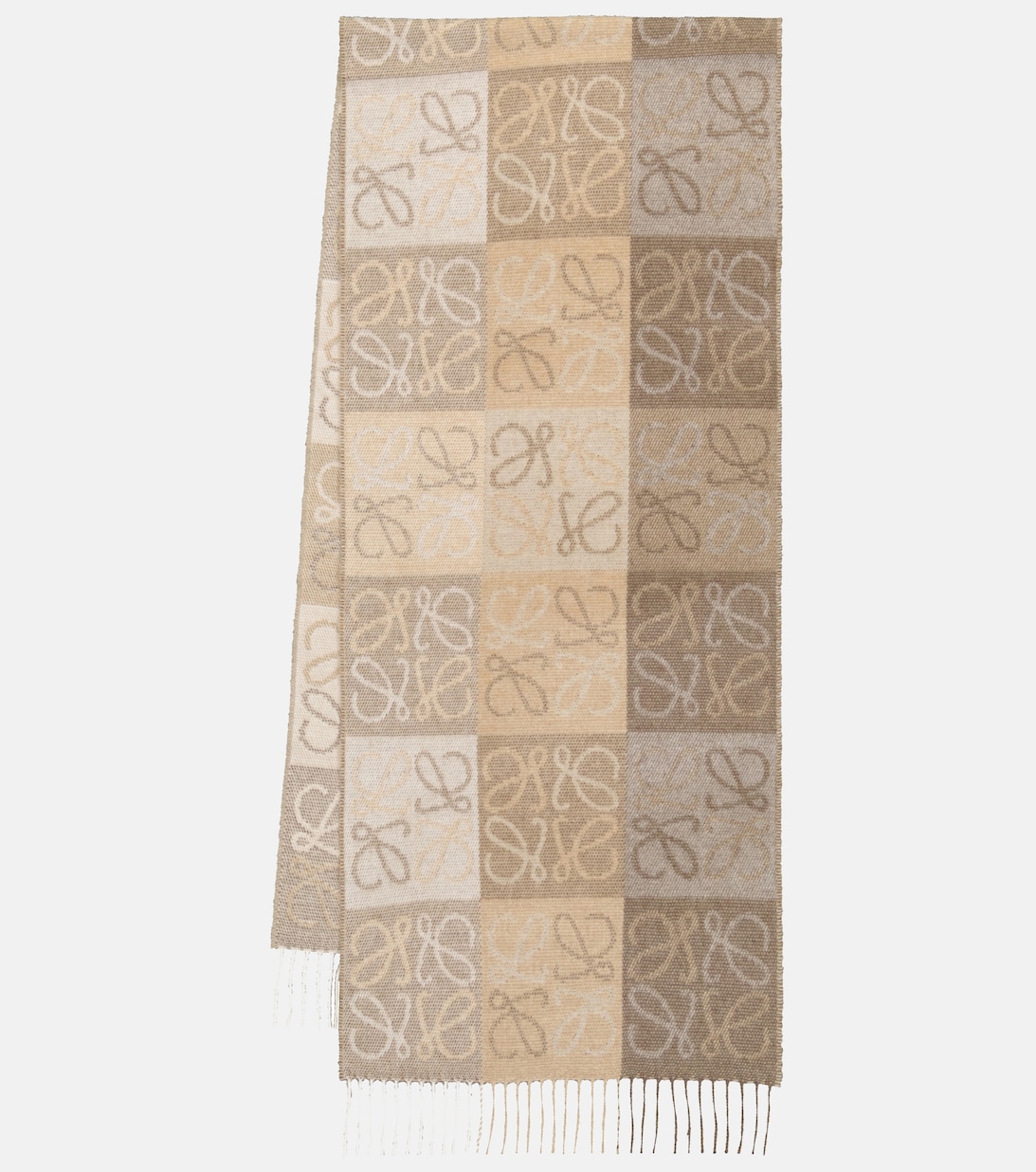 Шарф Anagram из шерсти и кашемира Loewe, бежевый шарф из кашемира и шерсти гладкой вязки цвет – бежевый