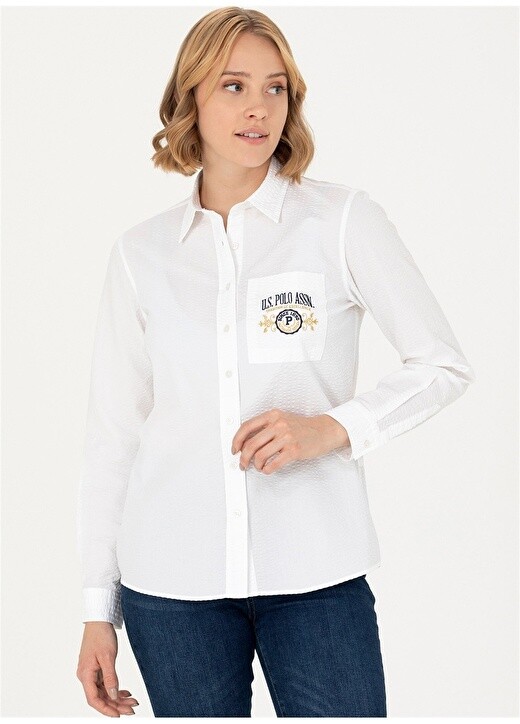 

Белая женская рубашка стандартного кроя с рубашечным воротником U.S. Polo Assn.