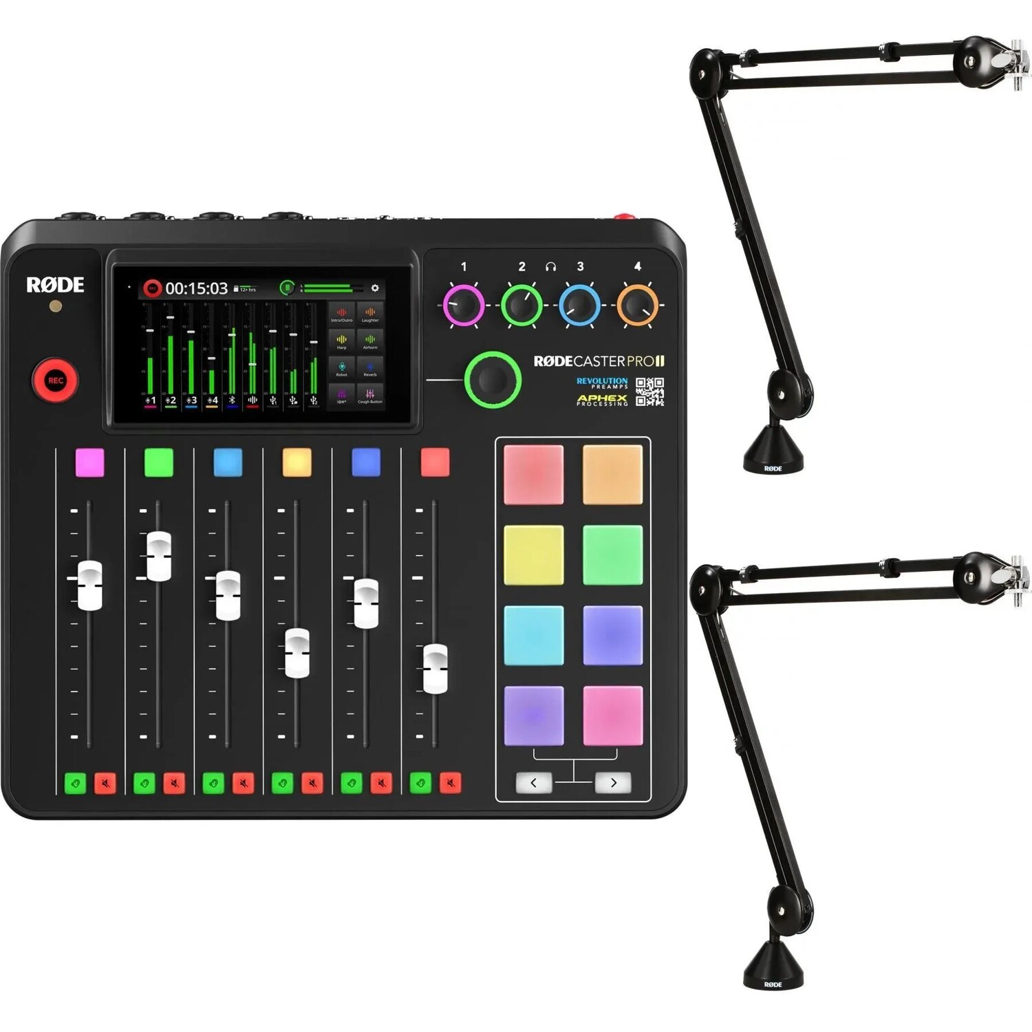 

Консоль для производства подкастов Rode Rodecaster Pro II с двойными штангами