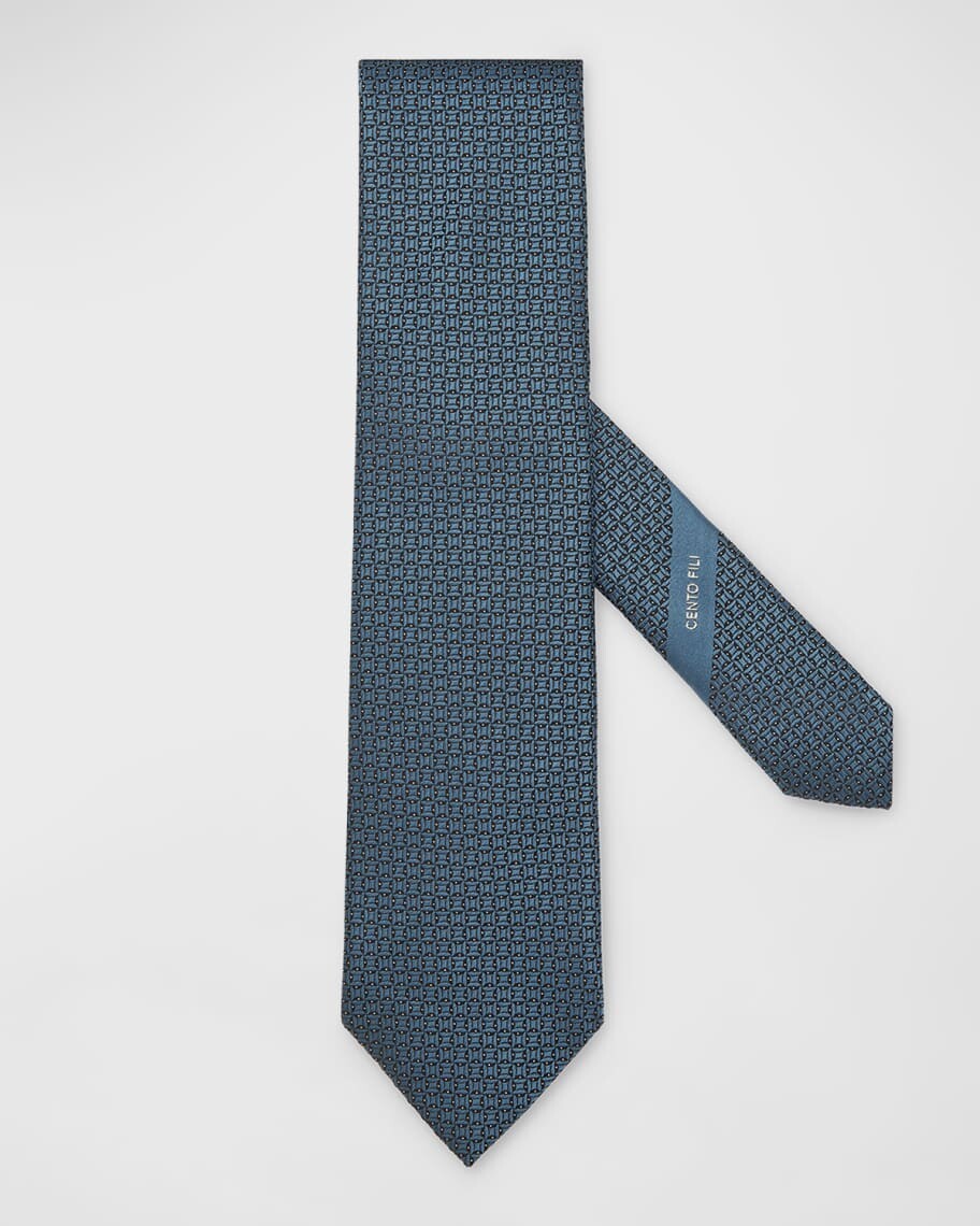 

Мужской шелковый жаккардовый галстук с микрогеометрическим рисунком ZEGNA