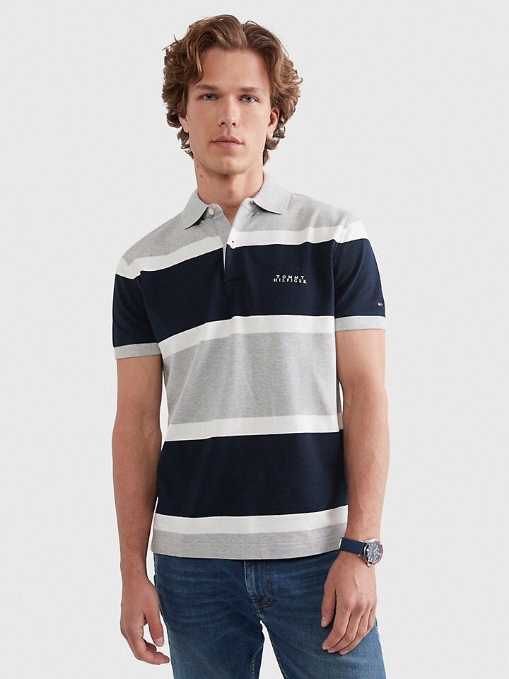 

Поло классической посадки в полоску в стиле регби Tommy Hilfiger