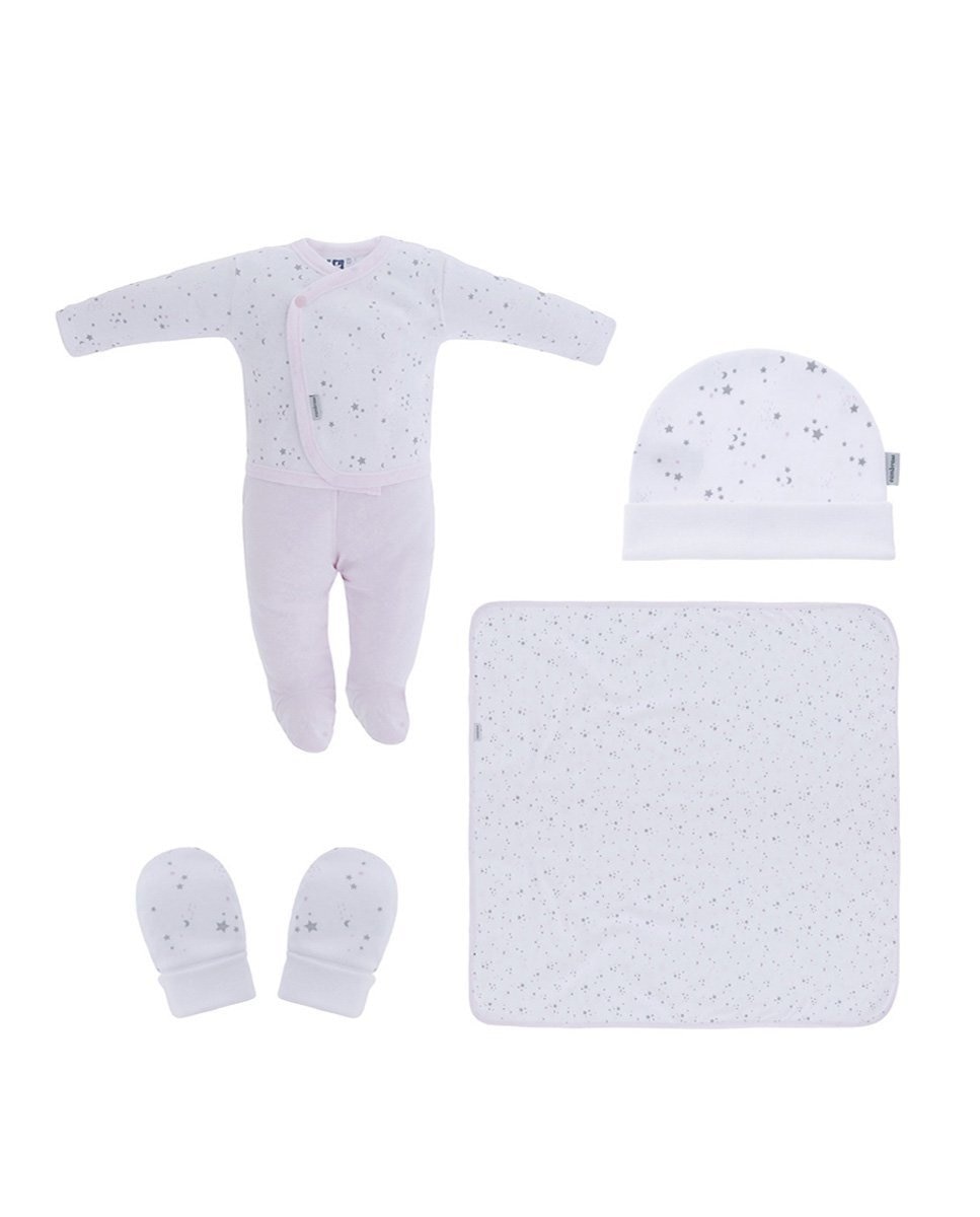 Комплект первой одежды для девочки из пяти предметов со звездным принтом Cambrass, розовый комплект нательный для новорожденного из 5 предметов