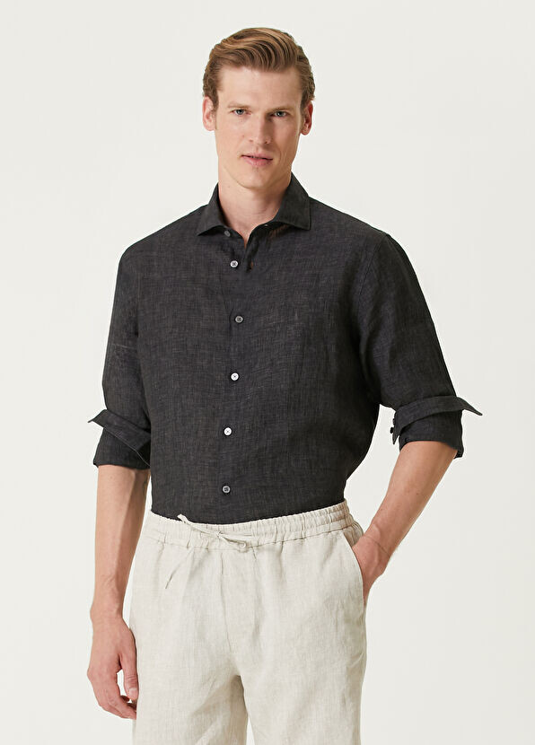 

Льняная рубашка удобного кроя Beymen Collection, антрацит