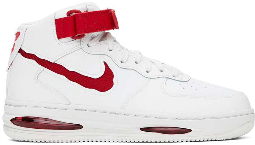 

Бело-красные кроссовки Air Force 1 Mid Evo Nike