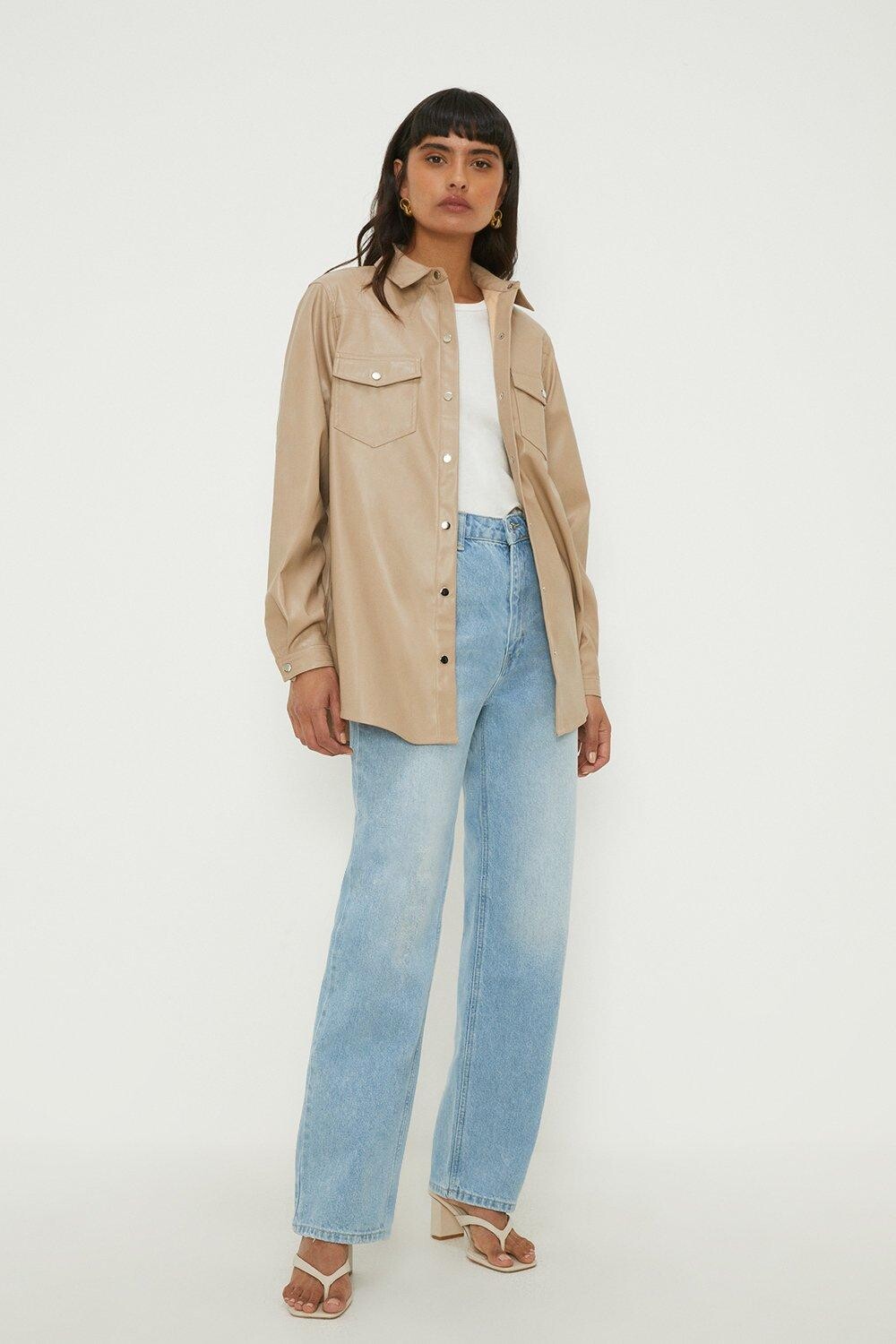 

Рубашка из искусственной кожи Dorothy Perkins, бежевый