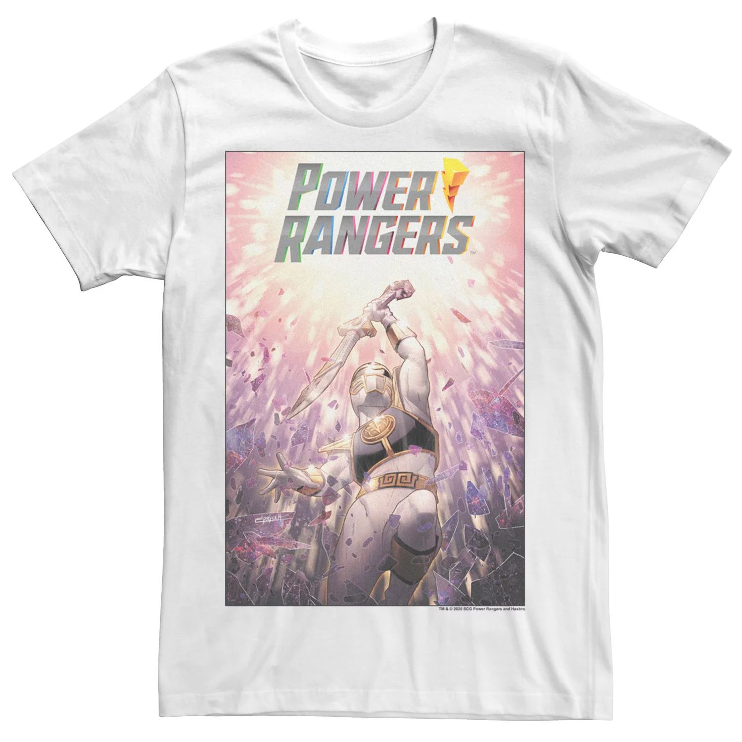 Мужская белая футболка с плакатом Power Rangers Ranger Licensed Character
