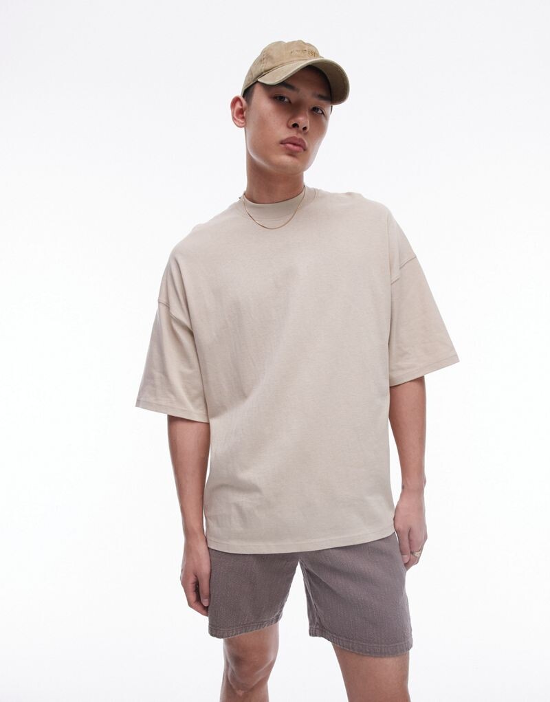 

Topman – футболка каменно-бежевого цвета очень большого кроя