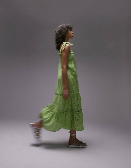 Зеленое пляжное платье миди миди с завязками Topshop цена и фото