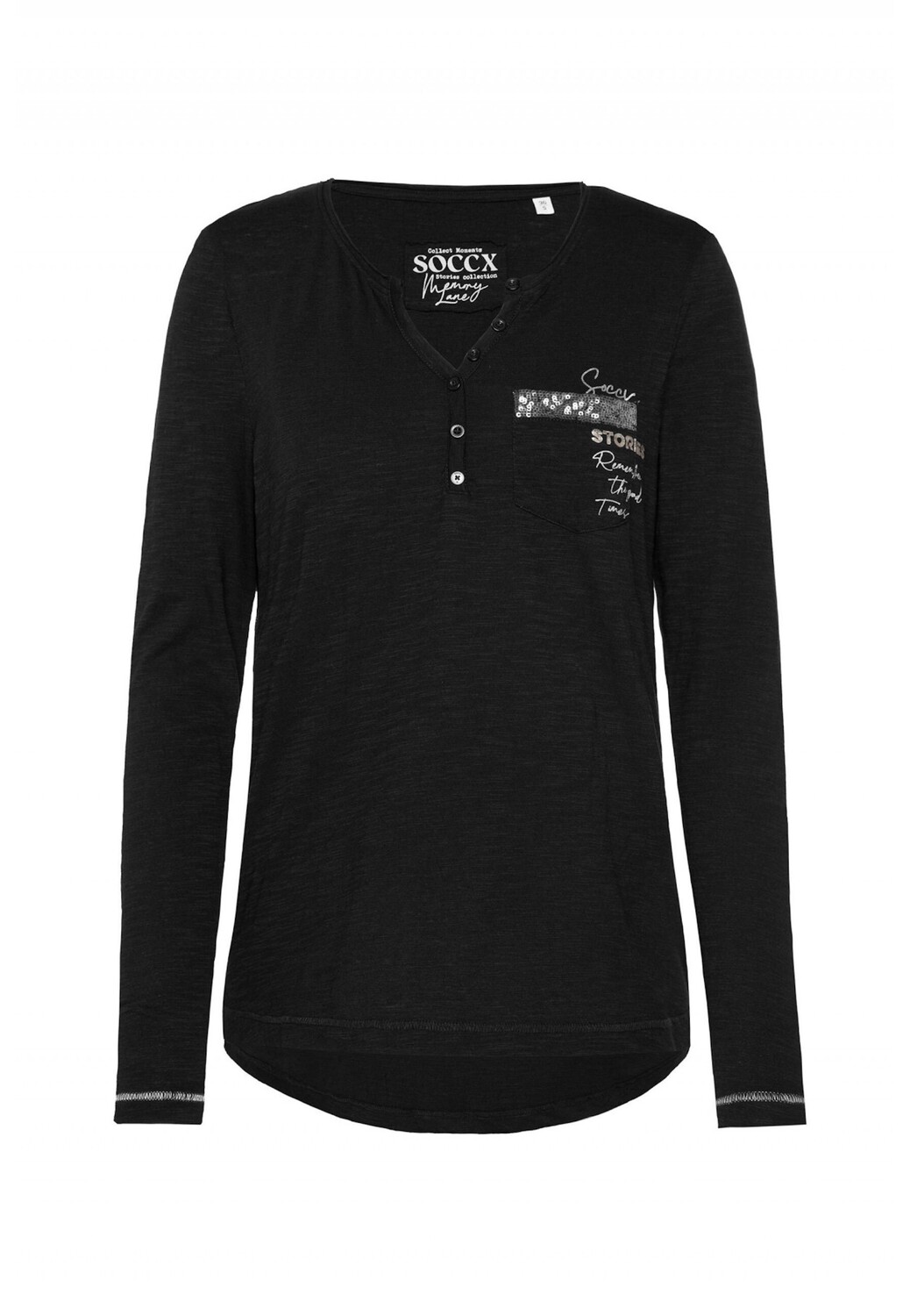 

Рубашка soccx Henley Shirt 'Memory Lane', черный