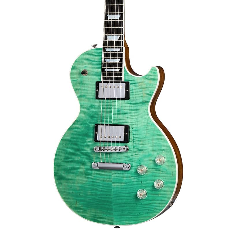 Электрогитара Gibson Les Paul Modern Figured Guitar w/ Hardshell Case - Seafoam Green электрогитара epiphone les paul modern figured цвет caribbean blue fade les paul modern modern figured electric guitar