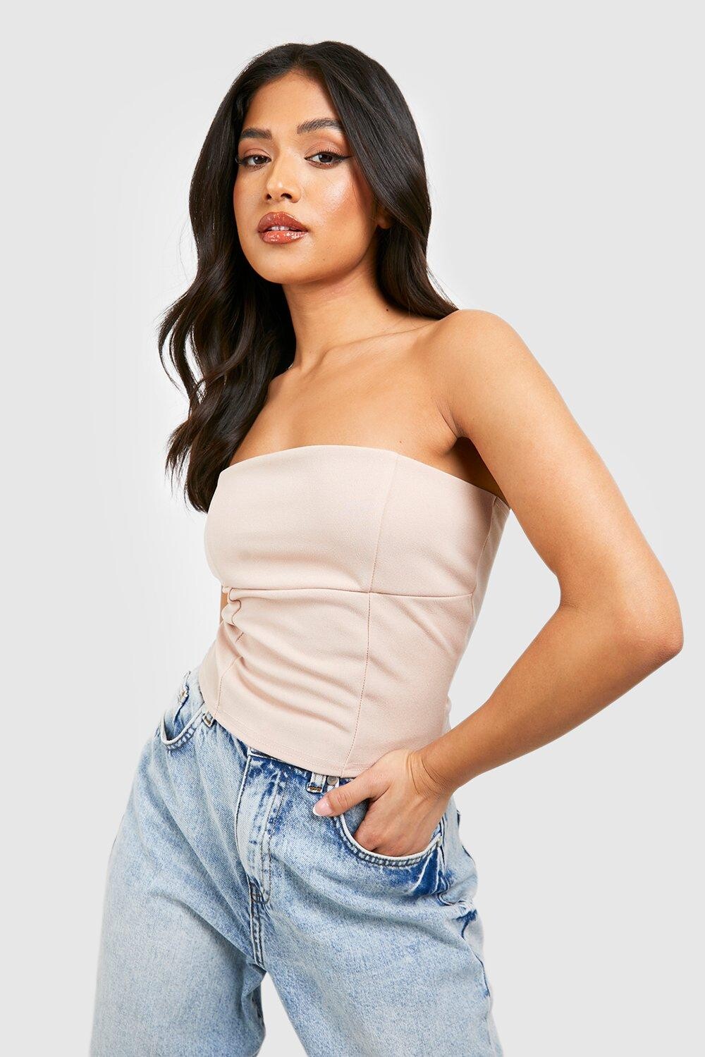 

Длинный корсетовый топ petite Boohoo, серый